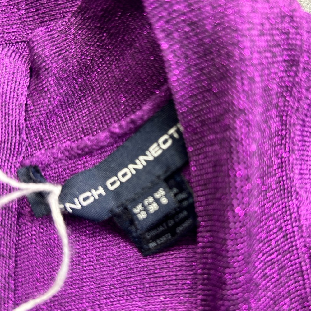 FRENCH CONNECTION Vintage SIZE 6 DEEP PURPLE BANDAGE BODYCON MINI stretchy DRESS - Picture 12 of 12